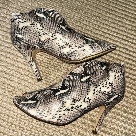 Halogen Shoes - Halogen Black and White Snakeskin Heeled Boots
